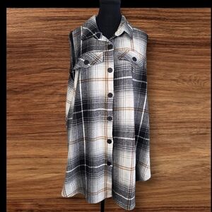Joress Curve Plaid Sleeveless Vest Size 1XL